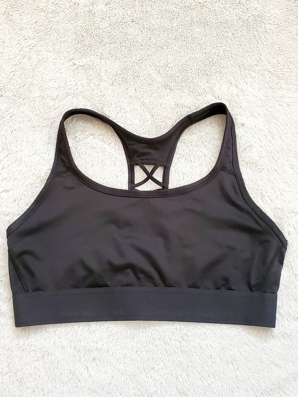 Victoria's Secret Black Racerback Sports Bra  Crisscross Back Size Large